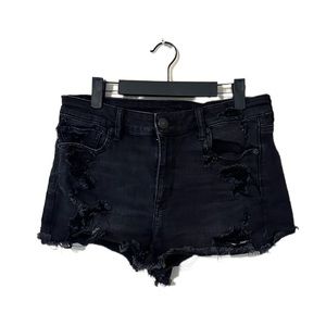 American Eagle Black Denim distressed shorts size 10